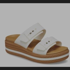 CROCS White and Brown Platform Sandals